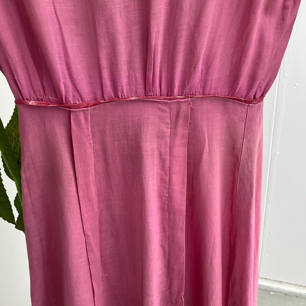 Vintage Antique Edwardian Cream Lace & Mauve Pink A-Line Empire Waist Maxi Dress - Picture 9 of 12